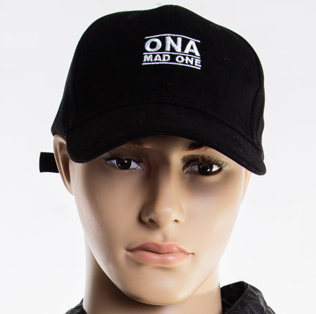 OnaMadOne Bent Peak Cap White Line (Small Logo)