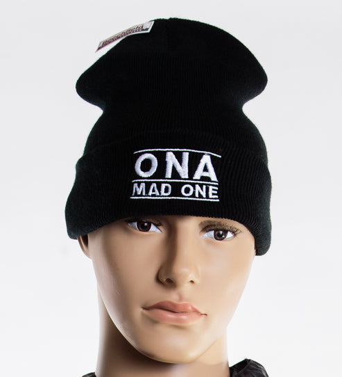 OnaMadOne Beanie White Lines