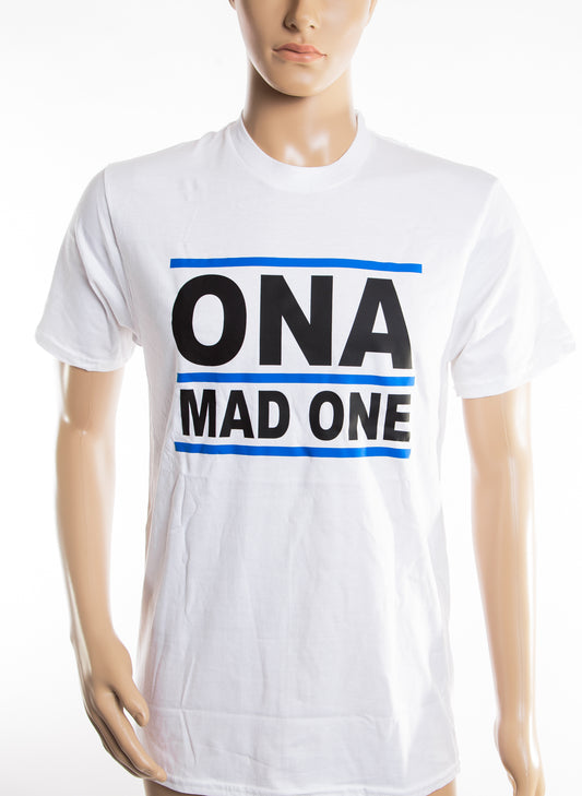 OnaMadOne Tee - White and Blue